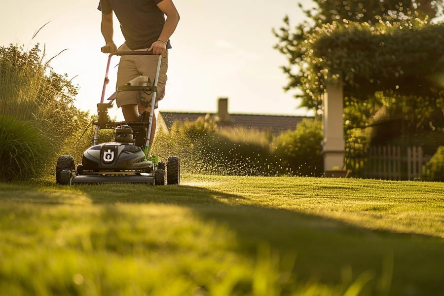 electric lawn mower with bag